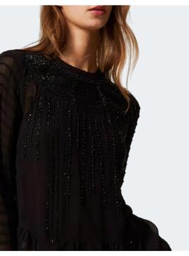 Blusa Negra Abalorios