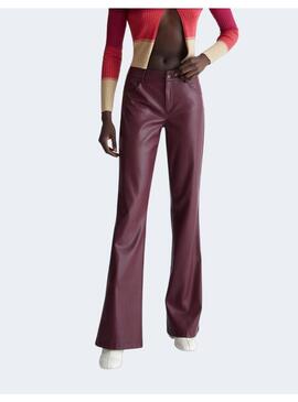 PANTALON LIU JO ECOPIEL GRANATE CAMPANA PARA MUJER
