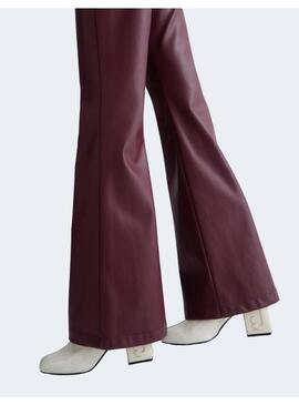 PANTALON LIU JO ECOPIEL GRANATE CAMPANA PARA MUJER