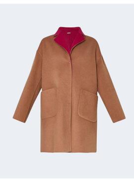 ABRIGO LIU JO REVERSIBLE DOBLE FAZ FUCSIA CAMEL PARA MUJER