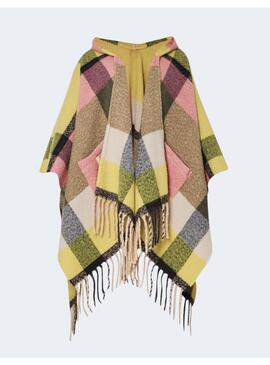 PONCHO CUADROS COLORES CAPUCHA
