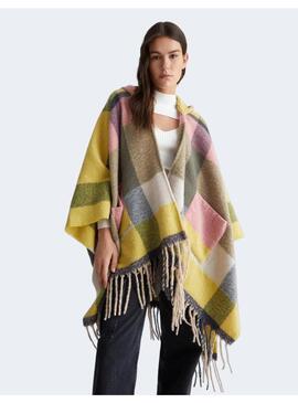 PONCHO CUADROS COLORES CAPUCHA