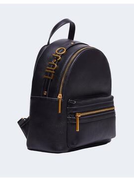 MOCHILA LIU JO LOGO SUPERIOR NEGRA PARA MUJER