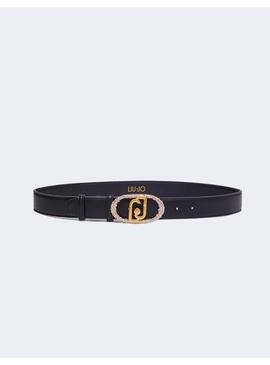 CINTURON LIU JO LOGO Y HEBILLA STRASS NEGRO PARA MUJER