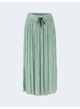 Falda Marccain Plisada de Seda Verde Agua Para Mujer