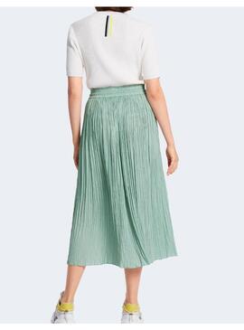 Falda Marccain Plisada de Seda Verde Agua Para Mujer