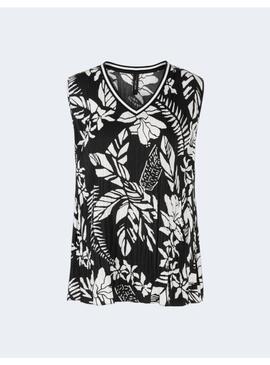 Top Marccain Estampado Floral Plisada Para Mujer