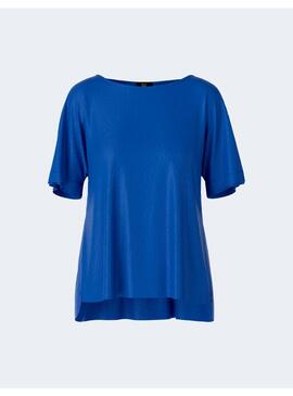 Blusa Marccain Seda Azul Volante Para Mujer