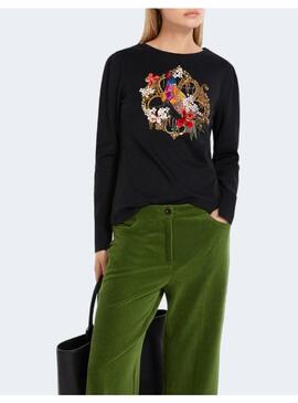 CAMISETA MARCCAIN NEGRA BORDADOS JOYA PARA MUJER