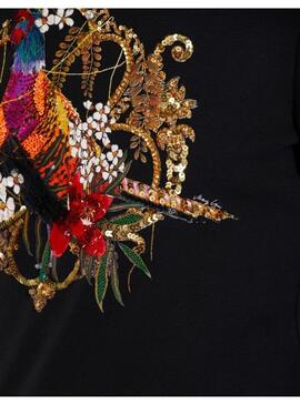 CAMISETA MARCCAIN NEGRA BORDADOS JOYA PARA MUJER