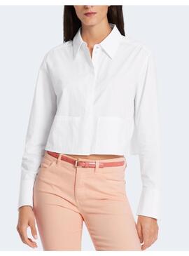 Blusa Marccain Popelin Blanco con Bolsillos Para Mujer