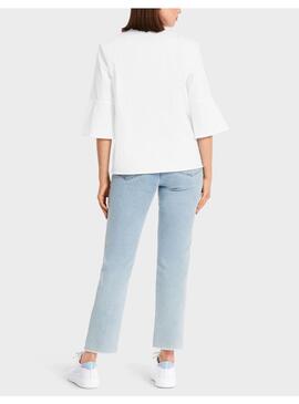 Blusa Marccain Popelin Blanco Volante Para Mujer