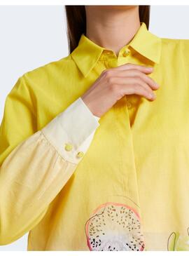 Camisa Marccain Estampado Floral Amarillo Para Mujer