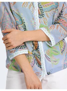 Cardigan Marccain Tul Estampado Cachemir Azul Para Mujer