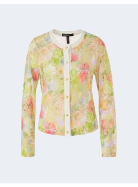 Cardigan Marccain Tul Estampado Floral Amarillo Para Mujer