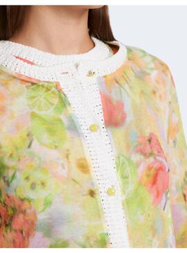 Cardigan Marccain Tul Estampado Floral Amarillo Para Mujer