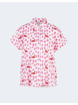 Blusa Marccain Camisera Estampado Flamencos Para Mujer