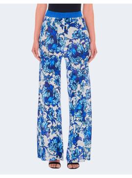 PANTALON PUNTO FLORES AZUL