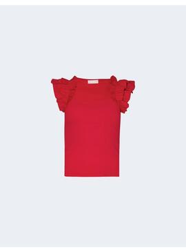 CAMISETA LIU JO VOLANTES ROJA PARA MUJER