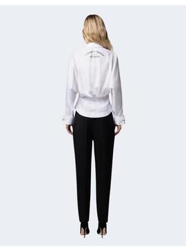 Blusa Elisabetta Franchi Abullonada Blanca