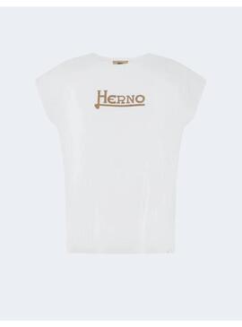 Camiseta Herno MC Blanca Logo Dorado