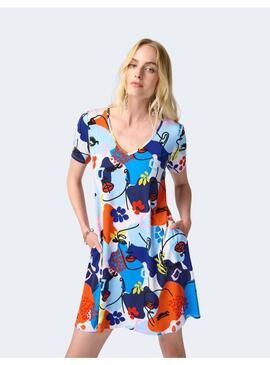 Vestido Joseph Ribkoff Azul Siluetas Para Mujer