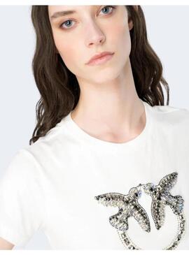 CAMISETA PINKO BLANCA MAXILOGO STRASS