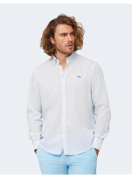 Camisa Lino Spheras White/Blue