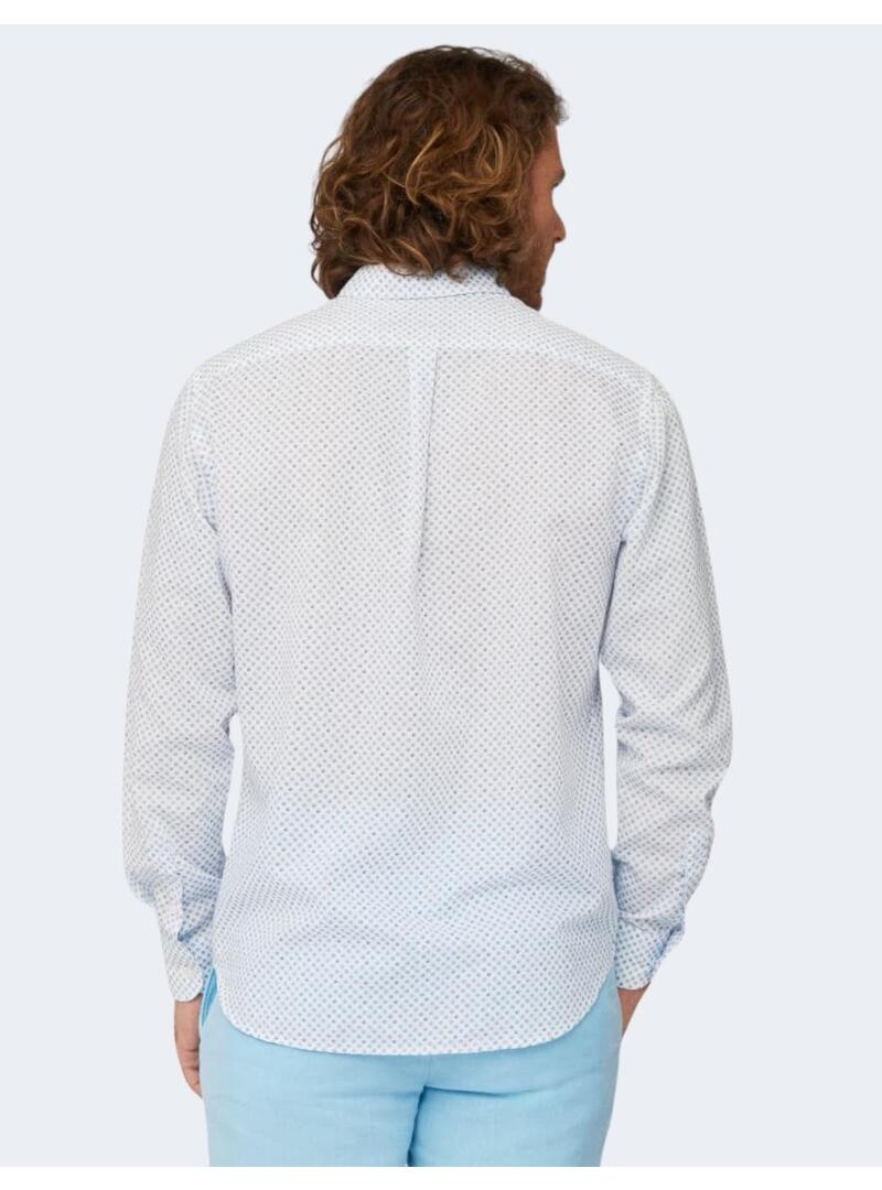 Camisa Lino Spheras White/Blue