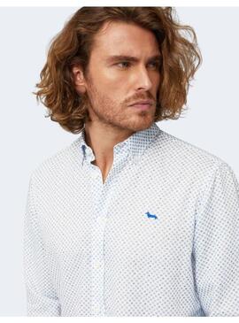 Camisa Lino Spheras White/Blue