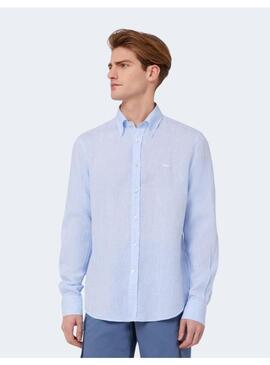 Camisa Lino Baby Blue