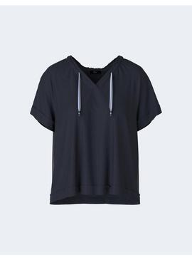 BLUSA MARCCAIN SEDA MANGA CORTA MARINO