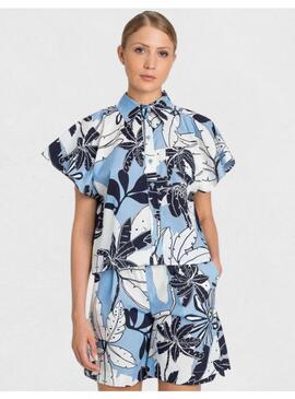 Camisa TwinSet Estampada Azul Para Mujer