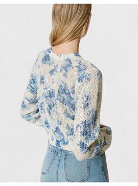 Cardigan TwinSet Estampado Flores BeigeAzul