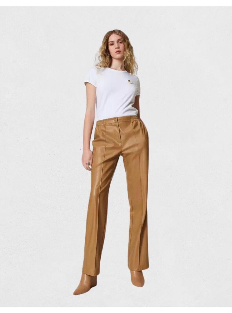 Pantalon Polipiel Camel TwinSet Para Mujer