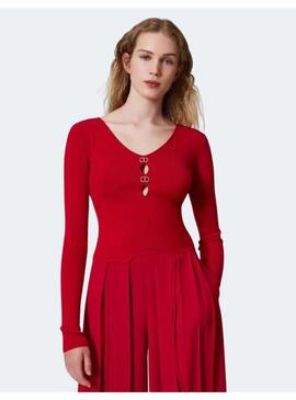 Sueter TwinSet Rojo Venecia Escote Para Mujer