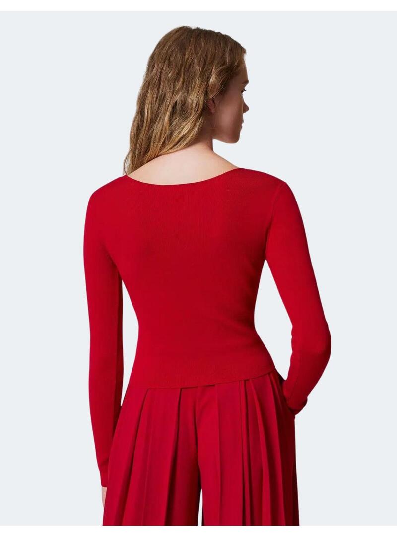 Sueter TwinSet Rojo Venecia Escote Para Mujer