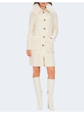 Abrigo Marccain blanco punto para mujer