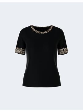 Camiseta Marccain negra/leo para mujer