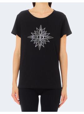 Camiseta Liu Jo negra estrella brillos para mujer