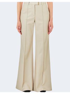 Pantalon Liu Jo beige ecopiel campana para mujer