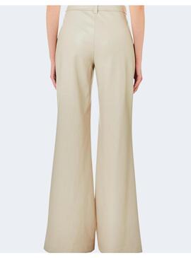 Pantalon Liu Jo beige ecopiel campana para mujer