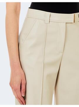 Pantalon Liu Jo beige ecopiel campana para mujer