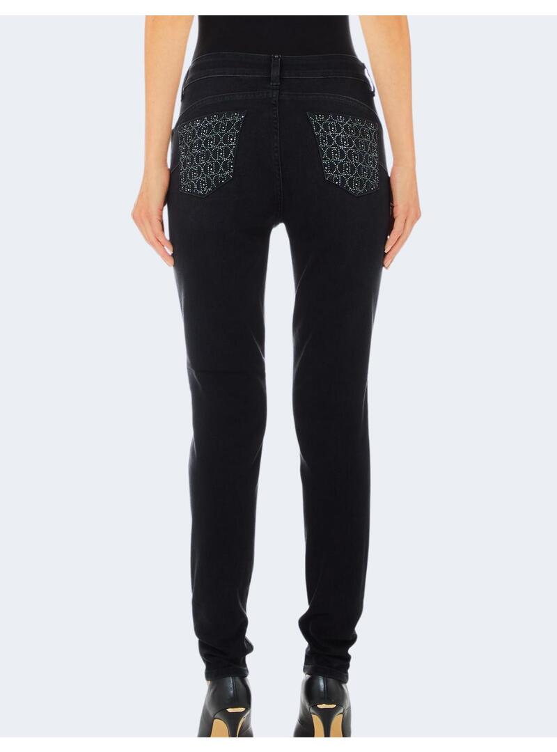 Jeans black strass Liu jo pitillo para mujer