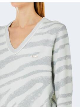 Jersey Liu Jo cebra gris/ blanco para mujer