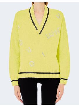 Jersey Liu Jo amarillo letras en strass para mujer