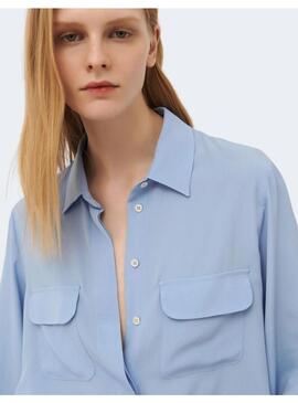 Blusa Marella Suez Azul Bolsillos para mujer