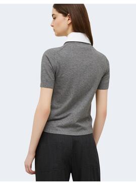 Jersey Marella Baba Gris Cuello Camisa para mujer