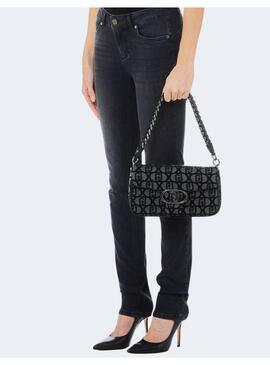 Bolso Liu Jo negro jacquard logo para mujer