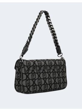 Bolso Liu Jo negro jacquard logo para mujer